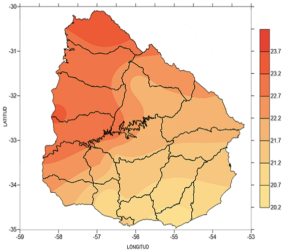 Temperatura media en diciembre 2020 (°C)