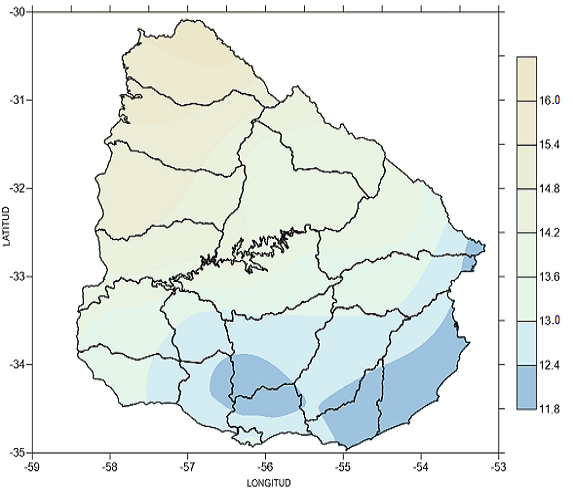 Temperatura media en agosto 2020 (°C)