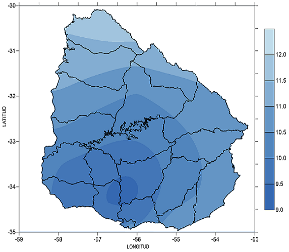 Temperatura media en julio 2020 (°C)