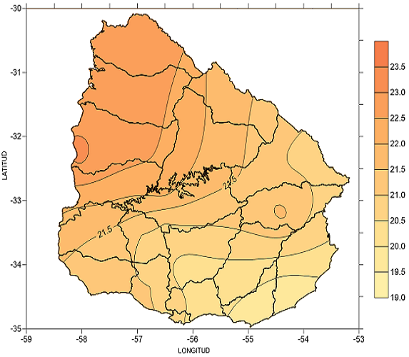 Temperatura media en noviembre 2019 (°C)