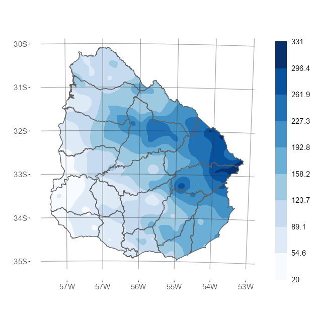 Interpolado del acumulado de precipitación del mes de julio de 2022