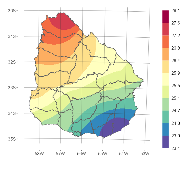 Interpolado de la temperatura media del mes de febrero de 2024