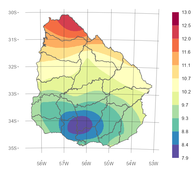 Interpolado de la temperatura media del mes de julio de 2024