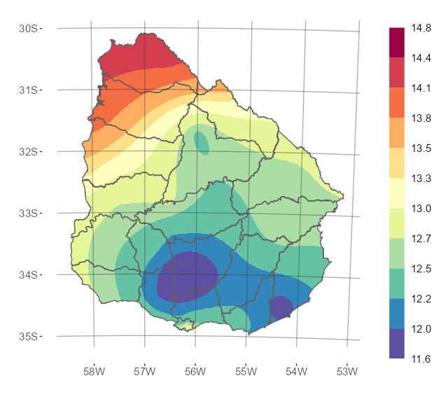 Interpolado de la temperatura media del mes de agosto