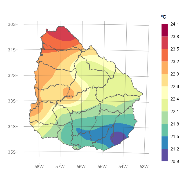 Interpolado de la temperatura media del mes de marzo de 2026