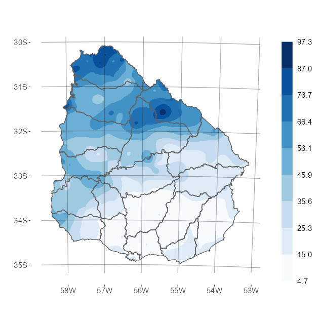 Interpolado del acumulado de precipitación del mes de junio de 2026